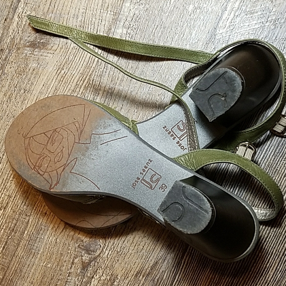 Jose Saenz Size 39 Green Leather Peep Toe Pump Heel Sandal - Picture 6 of 16